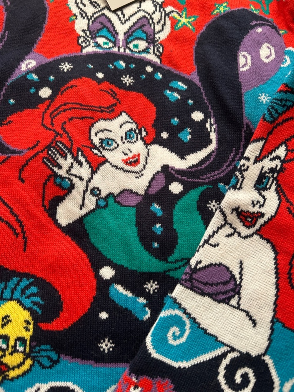 Disney Little Mermaid One-Piece Sweater in Teal, Red, Black and Purple - Picture 4 of 5